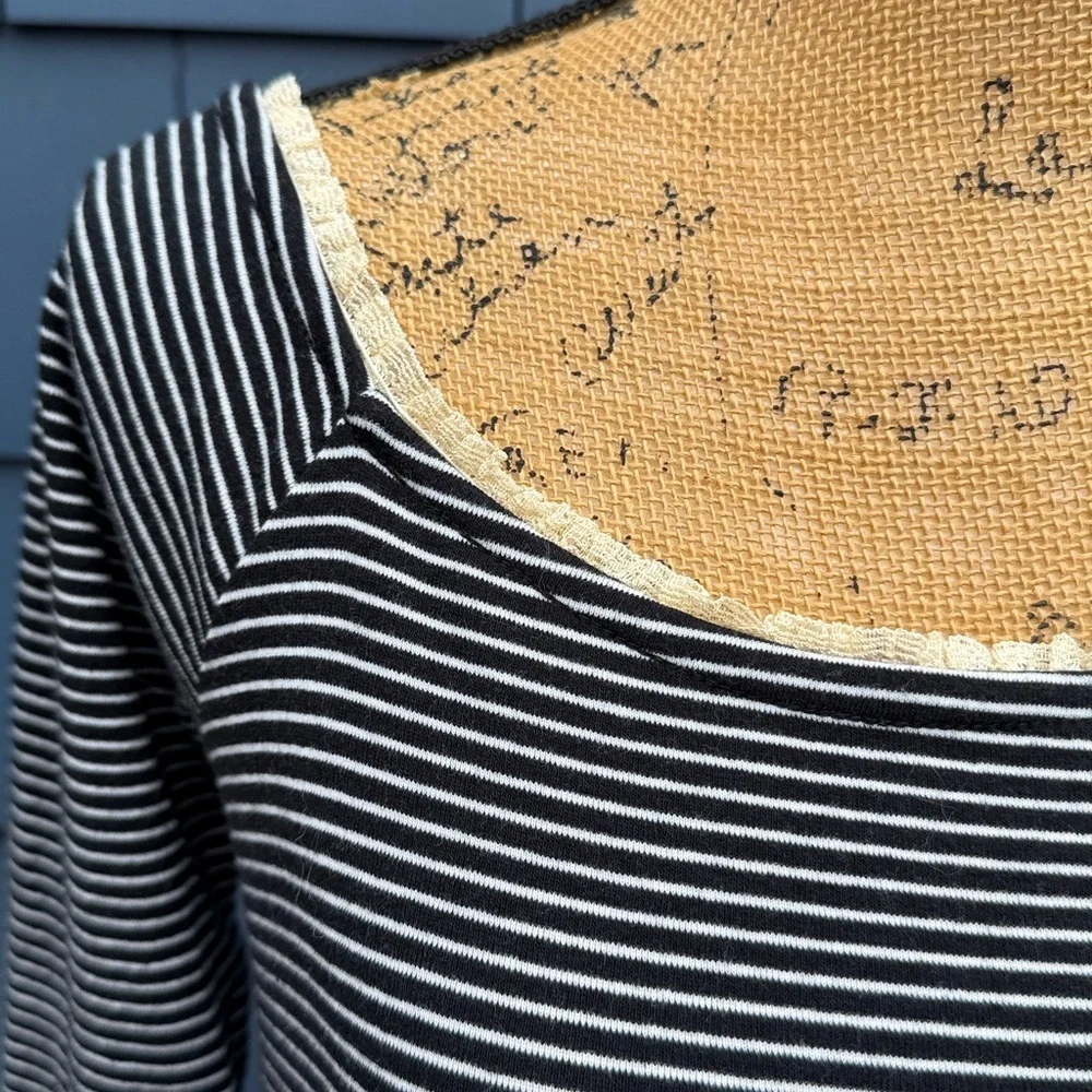 American rag black and white striped dress tunic shirt extra large 63% cotton